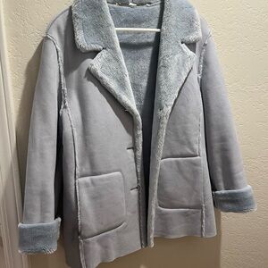Women's penny lane light baby blue fur Faux Shearling Jacket - Soft Plush Lining